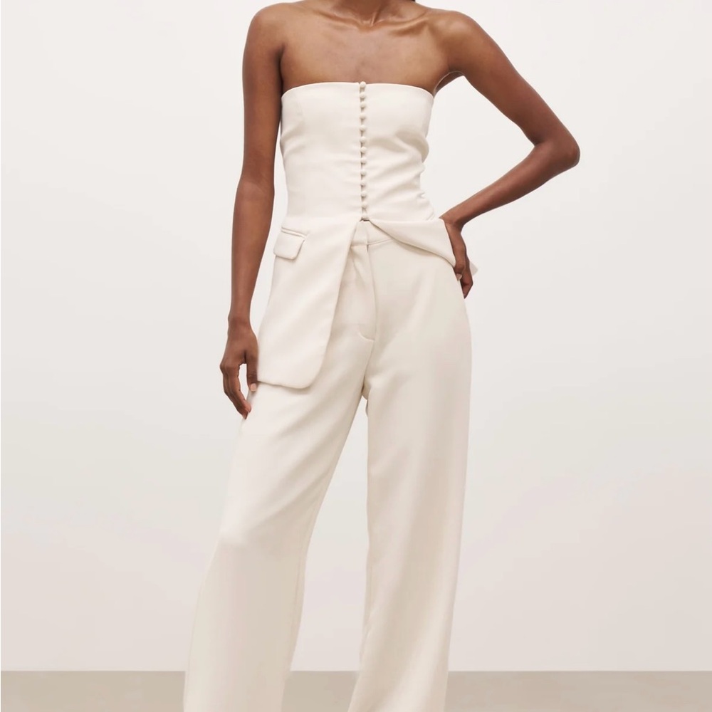 Because of Alice strapless peplum bodice and effortless wide leg trouser set